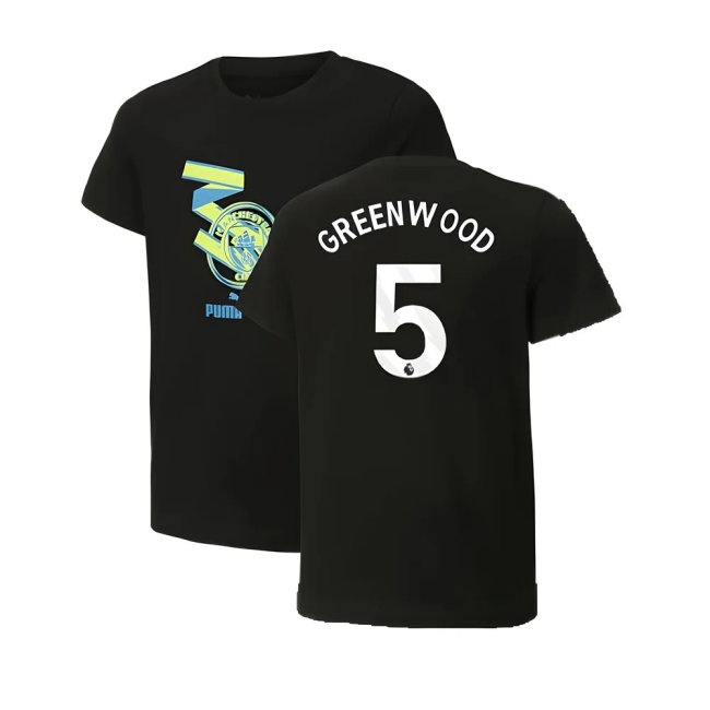 2024-2025 Man City ftblCulture Tee (Black) (Greenwood 5) — Buy Now