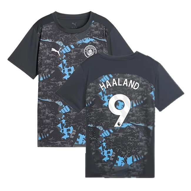 2024-2025 Man City Prematch SS Jersey (Strong Gray) - Kids (Haaland 9) — Shop Online
