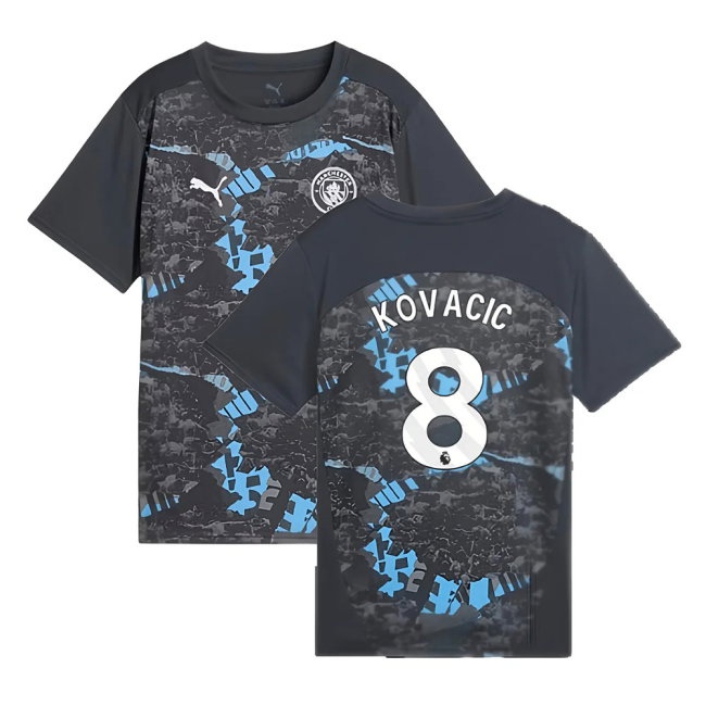 2024-2025 Man City Prematch SS Jersey (Strong Gray) - Kids (Kovacic 8)