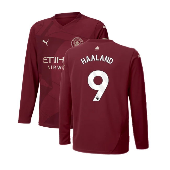 2024-2025 Man City Third Long Sleeve Shirt (Kids) (Haaland 9) — Shop Online