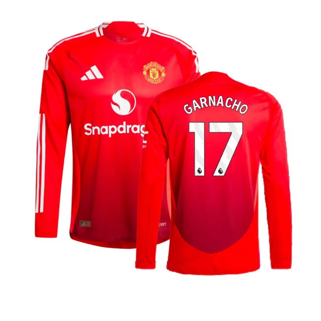 2024-2025 Man Utd Player Version Long Sleeve Home Shirt (Garnacho 17) — Shop Now
