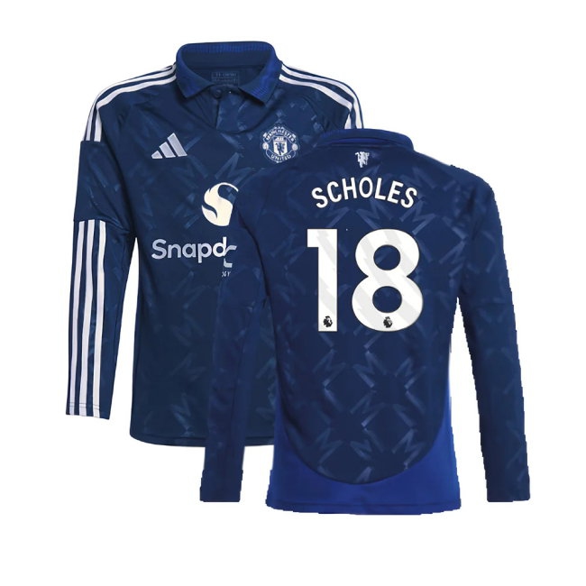 2024-2025 Man Utd Long Sleeve Away Shirt (Kids) (Scholes 18) — Shop Now