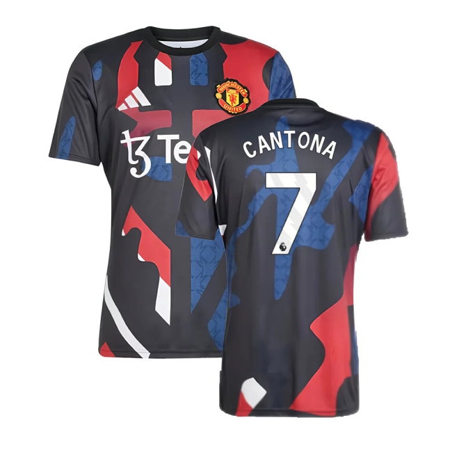 2024-2025 Man Utd Pre-Match Jersey (Black) (Cantona 7) — Buy Online