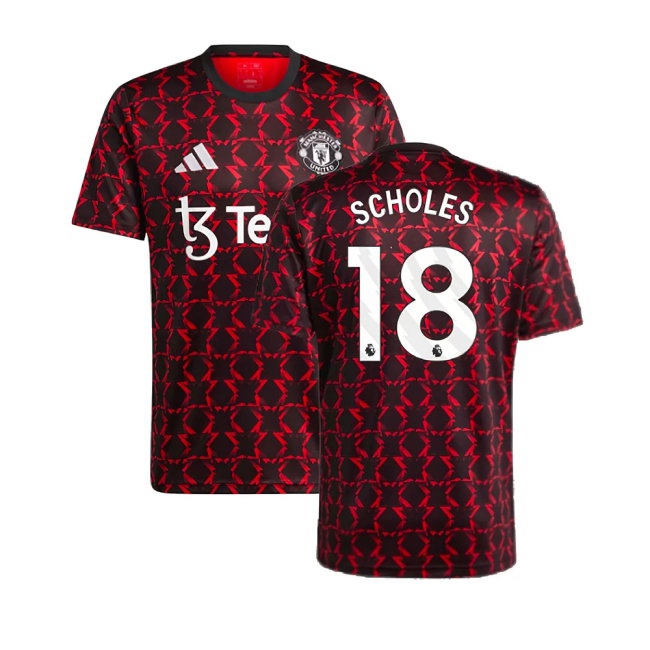 2024-2025 Man Utd Pre-Match Shirt (Black) (Scholes 18) — Shop Now