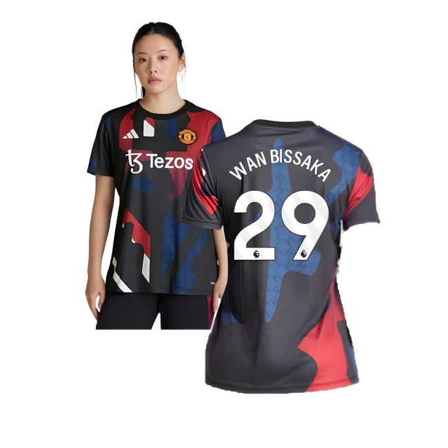 2024-2025 Man Utd Pre-Match Shirt (Black) - Womens (Wan Bissaka 29)