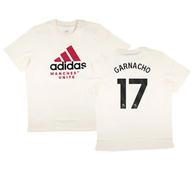 2024-2025 Man Utd SZN Graphic Tee (Cream White) (Garnacho 17) — Shop Online