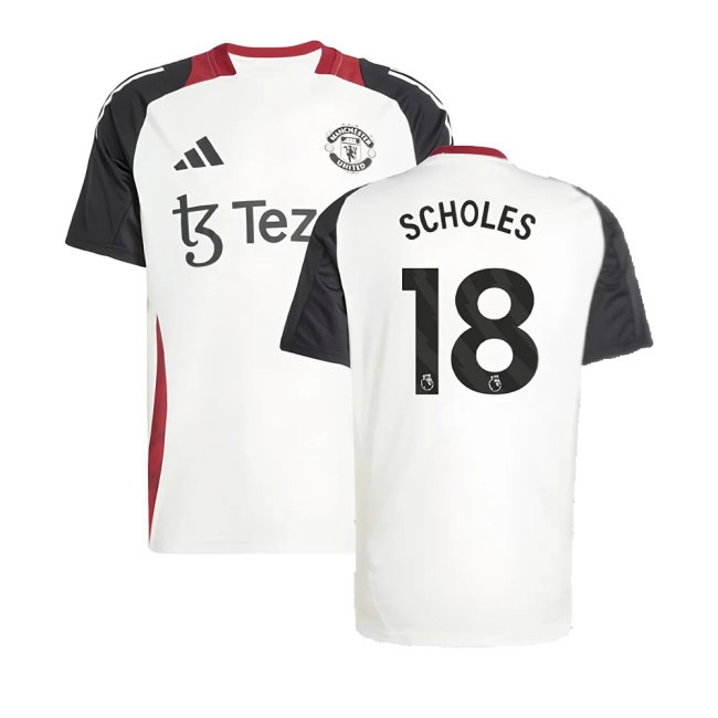 2024-2025 Man Utd Training Jersey (Off White) (Scholes 18) — Shop Now