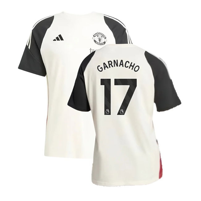 2024-2025 Man Utd Training Tee (Off White) (Garnacho 17) — Buy Online