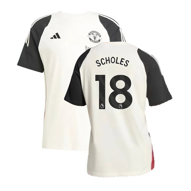 2024-2025 Man Utd Training Tee (Off White) (Scholes 18) — Buy Online