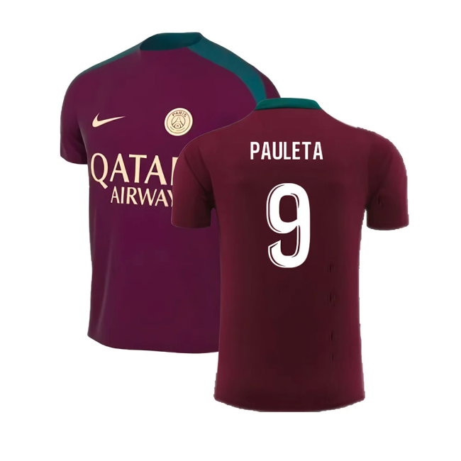 2024-2025 PSG Strike Dri-Fit Training Shirt (Bordeaux) - Kids (Pauleta 9) — Buy Online