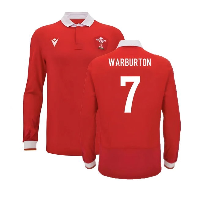 2024-2025 Wales WRU Home LS Cotton Rugby Shirt (Warburton 7) — Shop Online