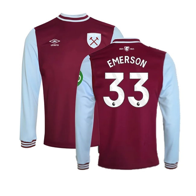 2024-2025 West Ham Long Sleeve Home Shirt (Kids) (Emerson 33) — Buy Now