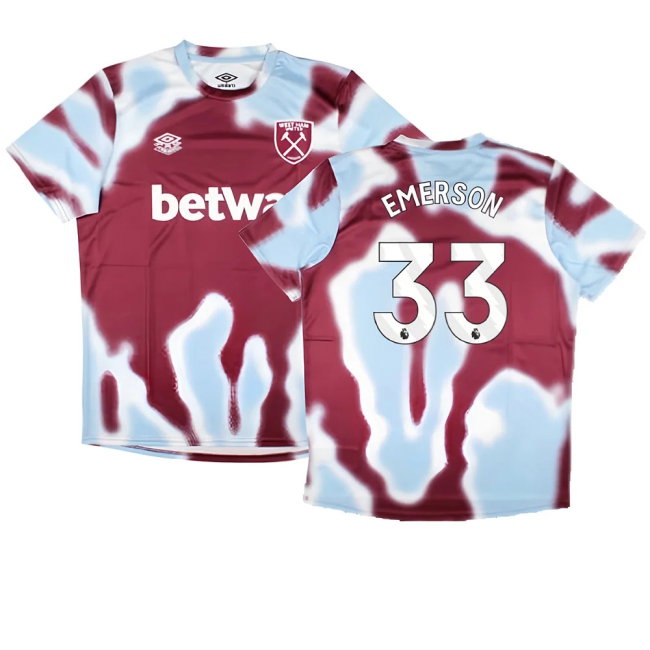 2024-2025 West Ham Warm Up Jersey (New Claret) (Emerson 33) — Shop Online