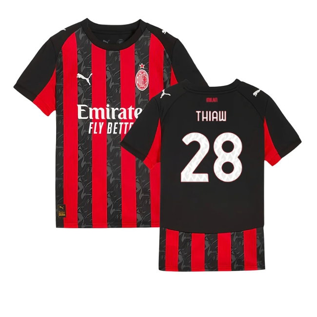 2025-2026 AC Milan Home Shirt (Kids) (Thiaw 28) — Buy Now