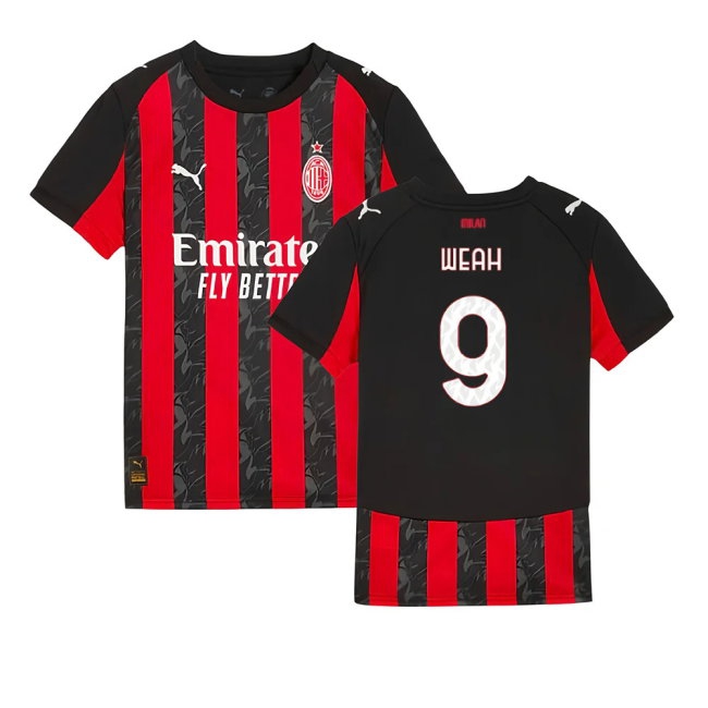 2025-2026 AC Milan Home Shirt (Kids) (Weah 9) — Shop Online