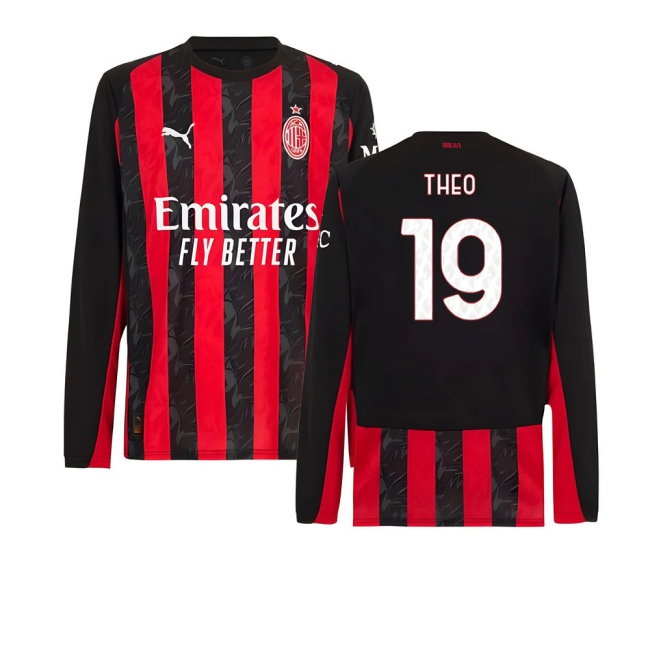 2025-2026 AC Milan Long Sleeve Home Shirt (Theo 19) — Buy Online