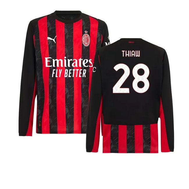 2025-2026 AC Milan Long Sleeve Home Shirt (Thiaw 28) — Buy Now