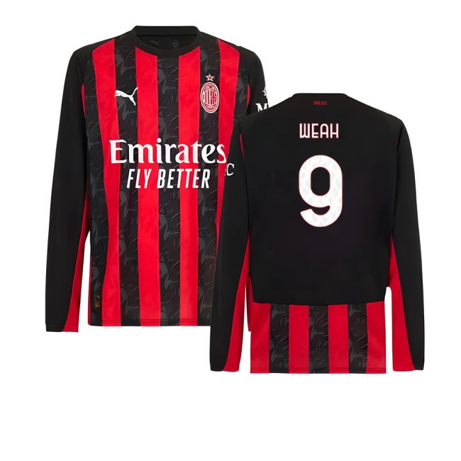 2025-2026 AC Milan Long Sleeve Home Shirt (Weah 9) — Shop Online