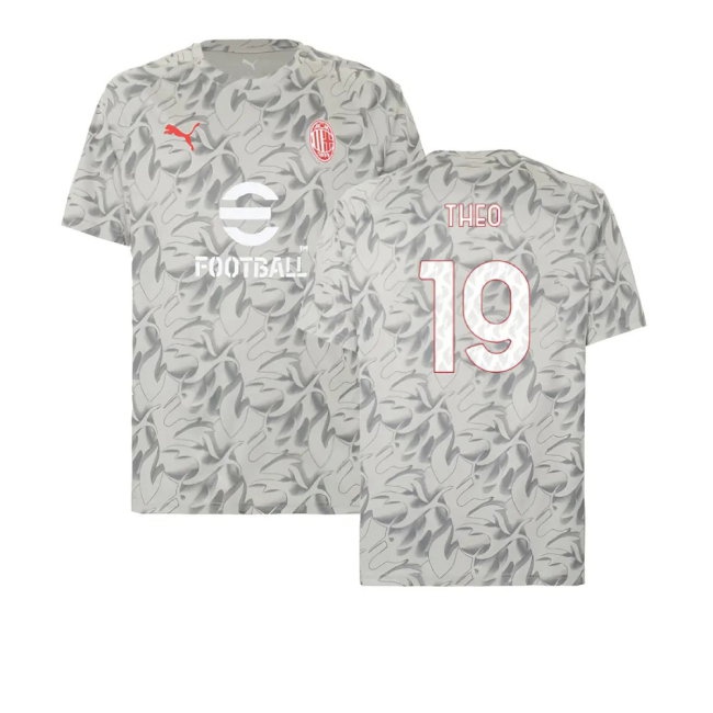 2025-2026 AC Milan Warm Up Jersey (Smokey Gray) (Theo 19) — Buy Now