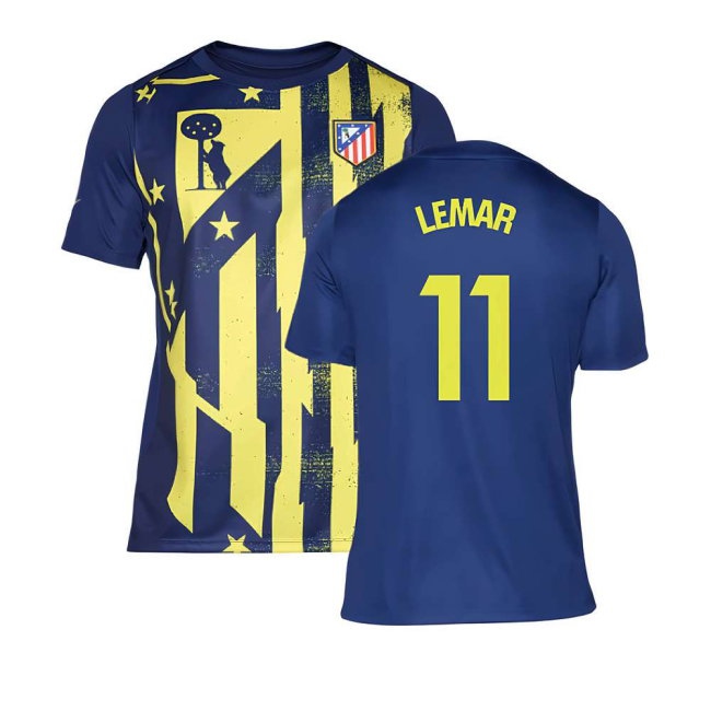 2025-2026 Atletico Madrid Pre-Match Shirt (Blue-Yellow) (Lemar 11) — Shop Online