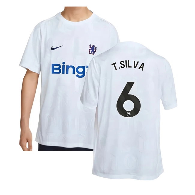 2025-2026 Chelsea Academy Pro Pre-Match Football Top (White) (T.Silva 6) — Buy Now