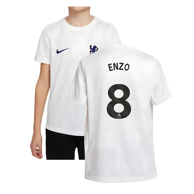 2025-2026 Chelsea Pre-Match Shirt (White) - Kids (Enzo 8) — Buy Online