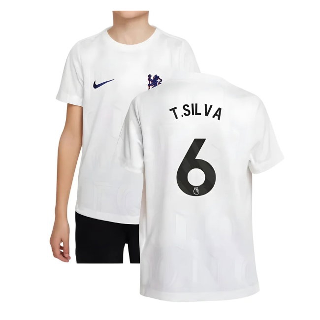 2025-2026 Chelsea Pre-Match Shirt (White) - Kids (T.Silva 6) — Shop Online