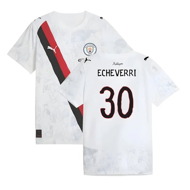 2025-2026 KIDSUPER x Manchester City CWC Away Shirt (White) - Kids (Echeverri 30)