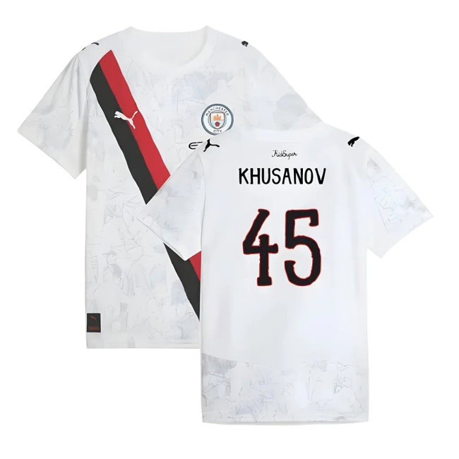 2025-2026 Manchester City CWC Away Shirt (White) - Kids (Khusanov 45)