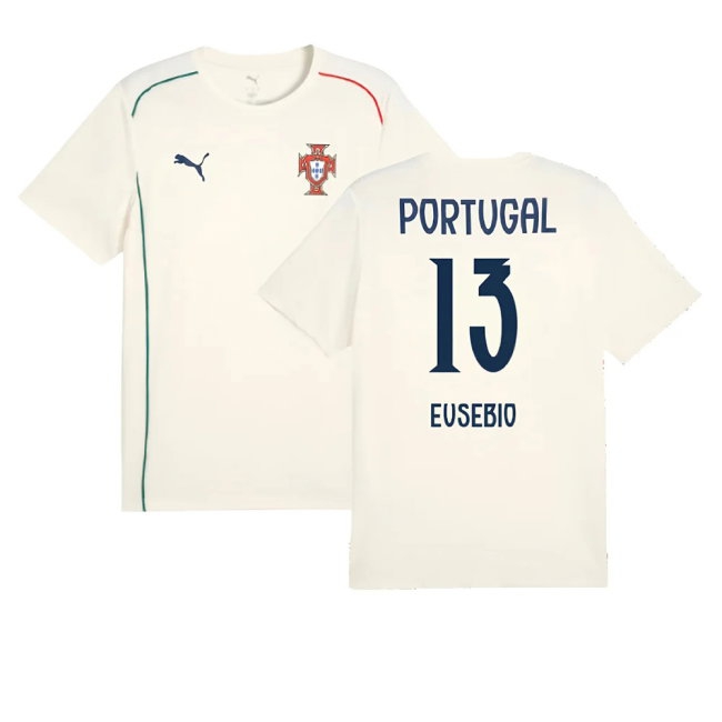 2025-2026 Portugal Casuals Tee (Sugared Almond) (Eusebio 13) — Buy Now