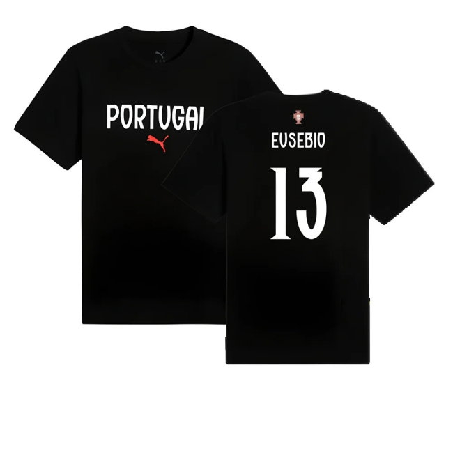 2025-2026 Portugal ftblNRGY Tee (Black) (Eusebio 13) — Buy Now