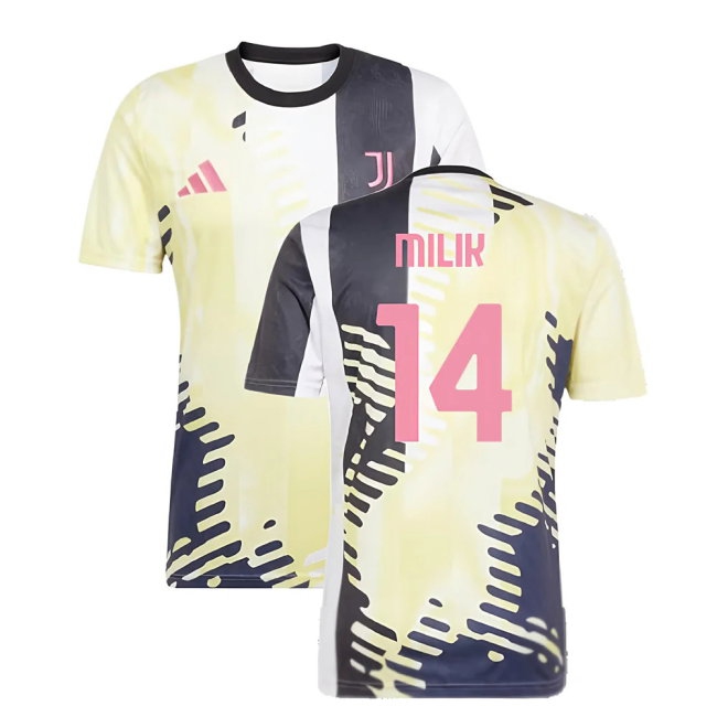 2025 Juventus Pre-Match Shirt (Yellow) (Milik 14) — Buy Online