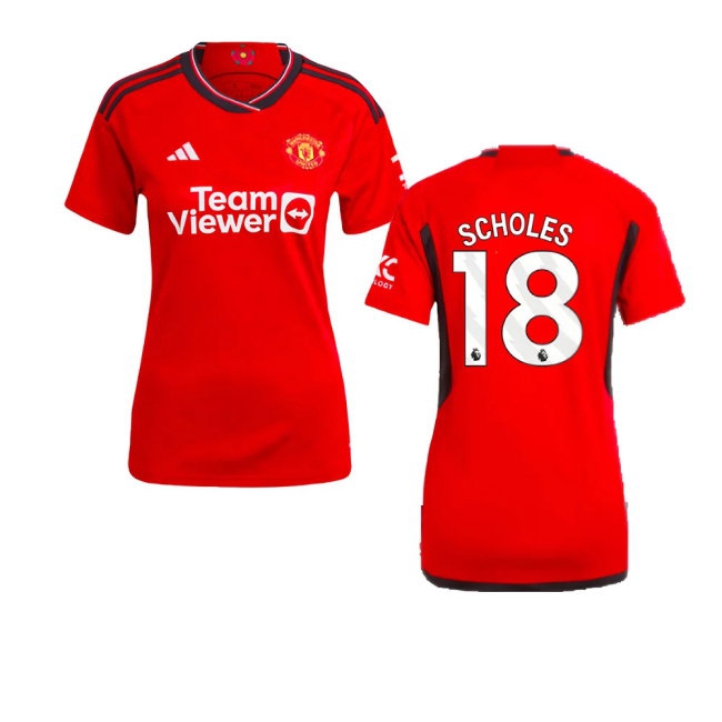 2023-2024 Man Utd Home Shirt (Ladies) (Scholes 18) — Shop Now