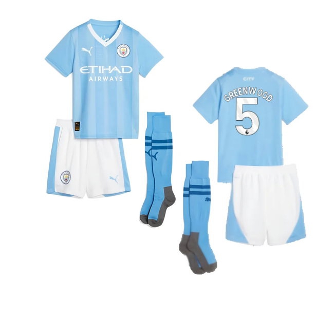 2023-2024 Man City Home Mini Kit (Greenwood 5) — Shop Online