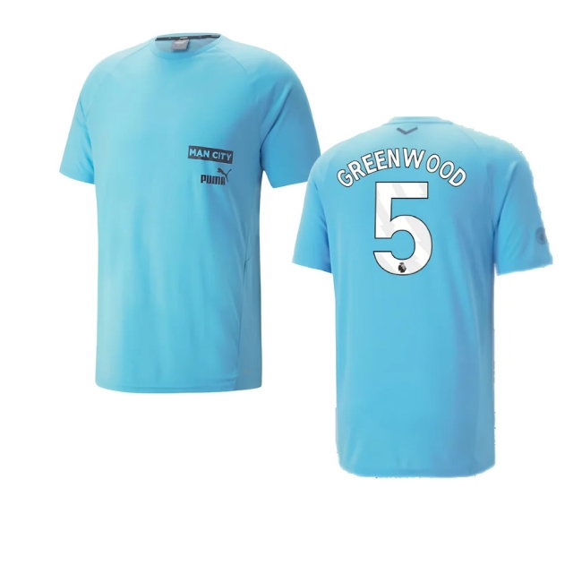 2023-2024 Man City Casuals Tee (Blue Wash) - Kids (Greenwood 5) — Shop Online
