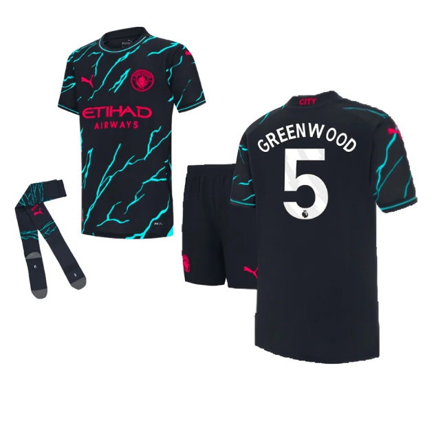 2023-2024 Man City Third Mini Kit (Greenwood 5) — Shop Online
