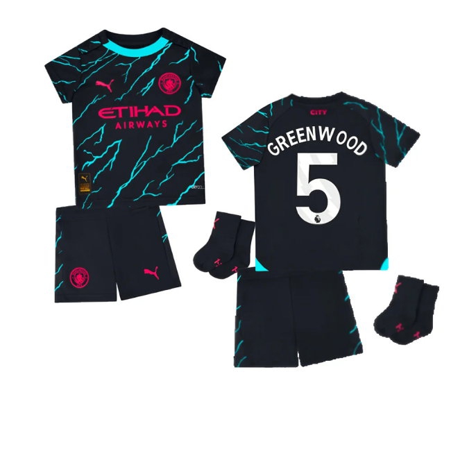 2023-2024 Man City Third Baby Kit (Greenwood 5) — Buy Online