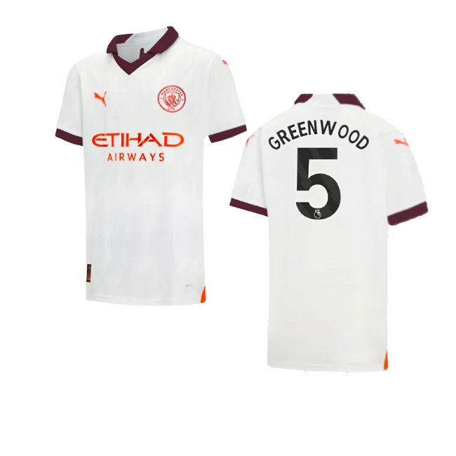 2023-2024 Man City Away Shirt (Kids) (Greenwood 5) — Buy Online