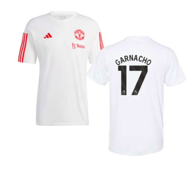 2023-2024 Man Utd Training Tee (White) (Garnacho 17) — Shop Online