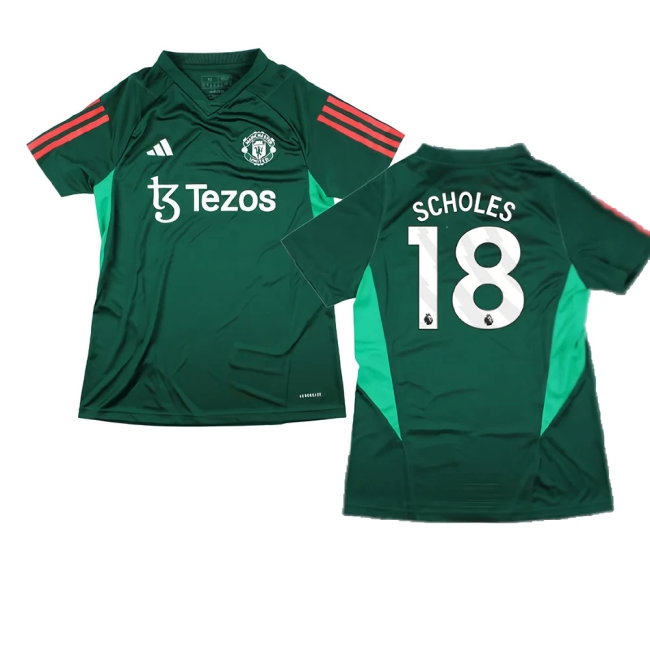 2023-2024 Man Utd Training Shirt (Green) - Ladies (Scholes 18) — Shop Now