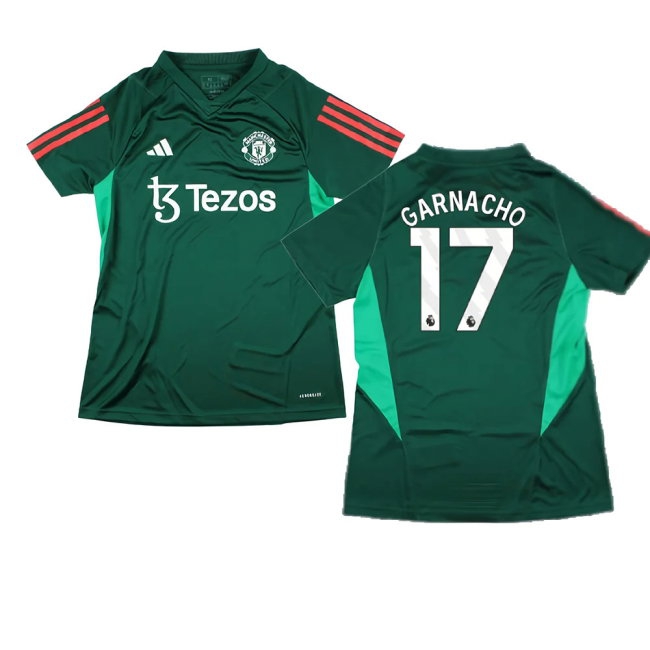2023-2024 Man Utd Training Shirt (Green) - Ladies (Garnacho 17) — Buy Now