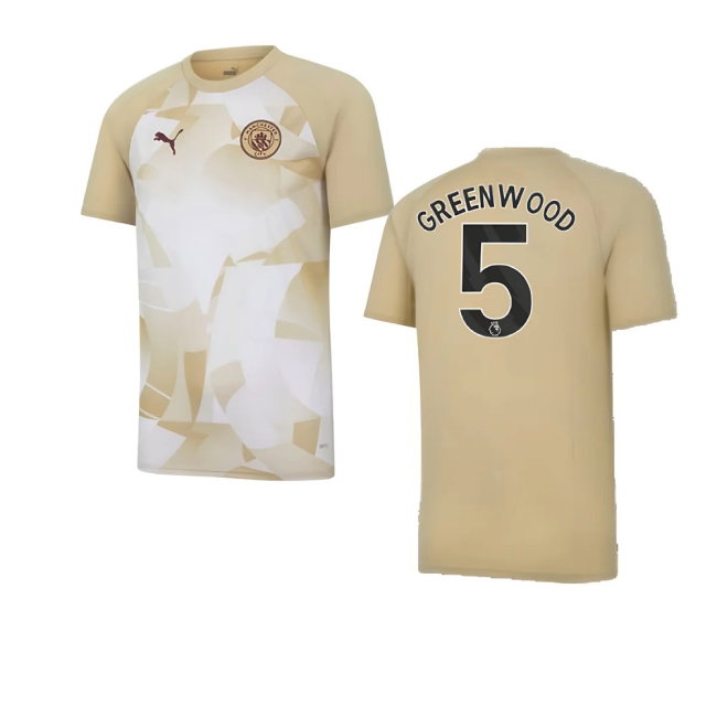 2023-2024 Man City Prematch SS Jersey (Granola) (Greenwood 5) — Buy Online