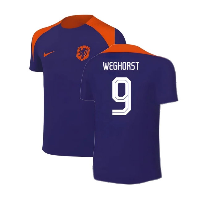 2024-2025 Netherlands Training Shirt (Blue) - Kids (Weghorst 9)