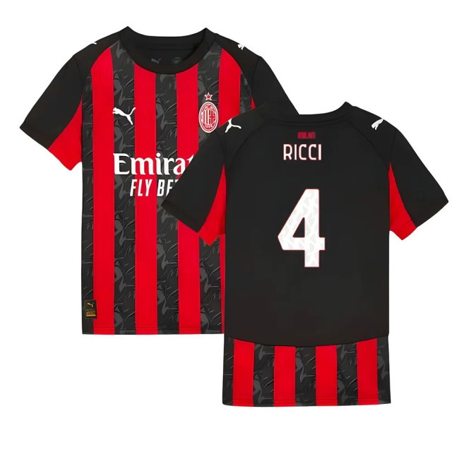 2025-2026 AC Milan Home Shirt (Kids) (Ricci 4) — Buy Now