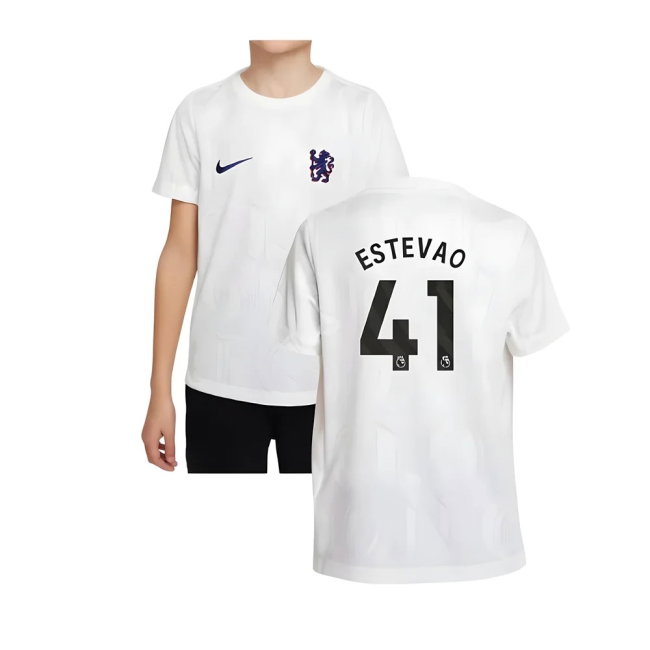 2025-2026 Chelsea Pre-Match Shirt (White) - Kids (Estevao 41) — Buy Now