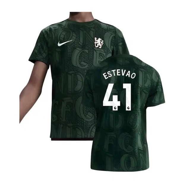 2025-2026 Chelsea Pre Match Shirt (Green) - Kids (Estevao 41) — Buy Online