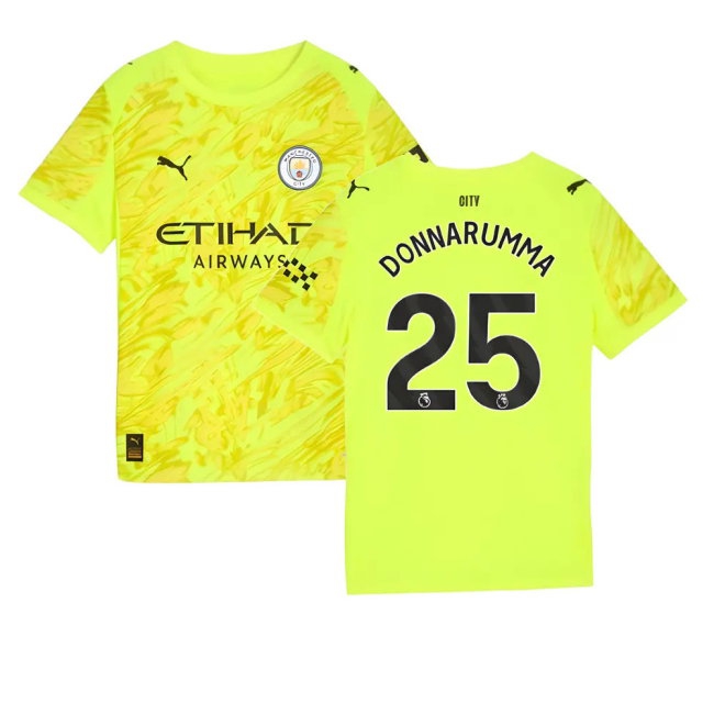 2025-2026 Man City Goalkeeper Third Shirt (Yellow) - Kids (Donnarumma 25) — Buy Online