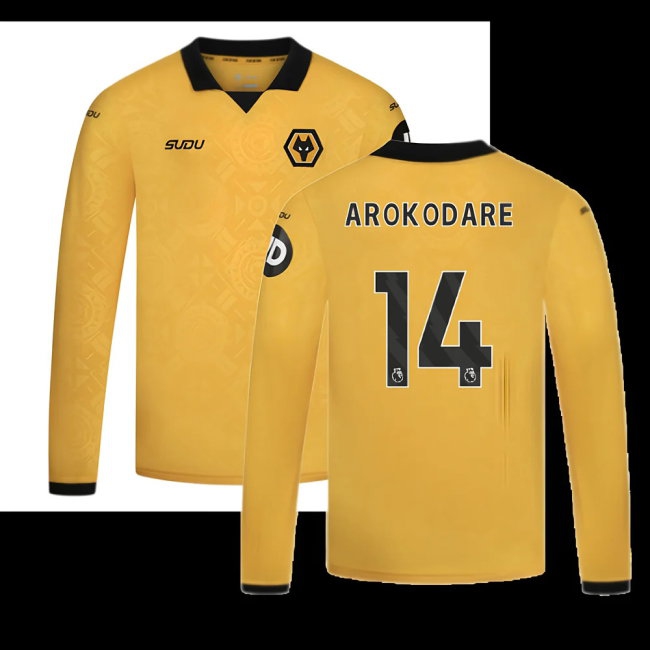 2025-2026 Wolves Long Sleeve Home Shirt - Kids (Arokodare 14) — Shop Online
