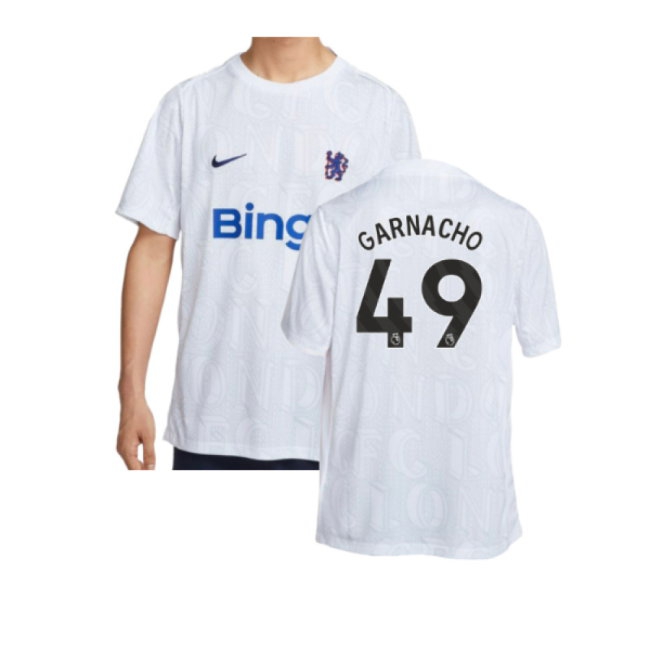 2025-2026 Chelsea Academy Pro Pre-Match Football Top (White) (Garnacho 49) — Shop Now