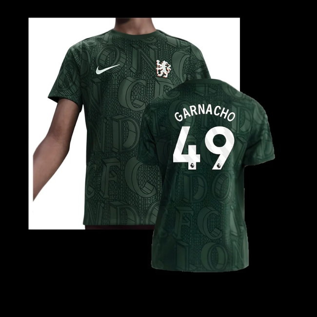 2025-2026 Chelsea Pre Match Shirt (Green) - Kids (Garnacho 49) — Shop Online